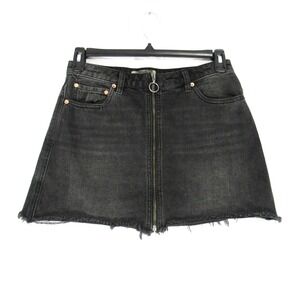 Free People Miniskirt Size 28 Haven Denim Mini Fray Distress‎ Cut Off Zip Front